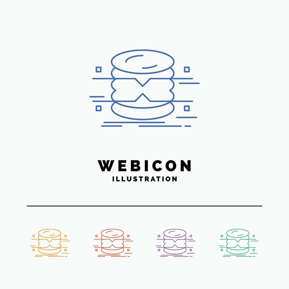 database. data. architecture. infographics. monitoring 5 Color Line Web Icon Template isolated on white. Vector illustration
