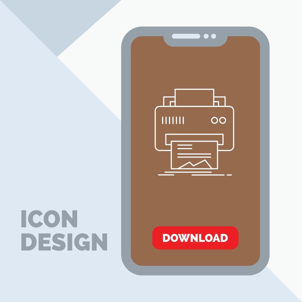 Digital. printer. printing. hardware. paper Line Icon in Mobile for Download Page vector