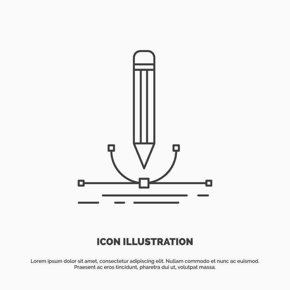illustration. design. pen. graphic. draw Icon. Line vector gray symbol for UI and UX. website or mobile application