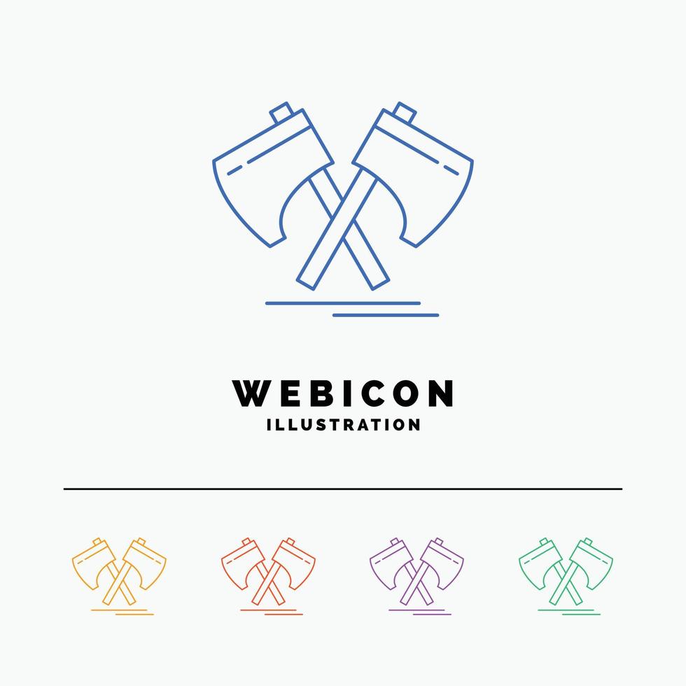 Axe. hatchet. tool. cutter. viking 5 Color Line Web Icon Template isolated on white. Vector illustration