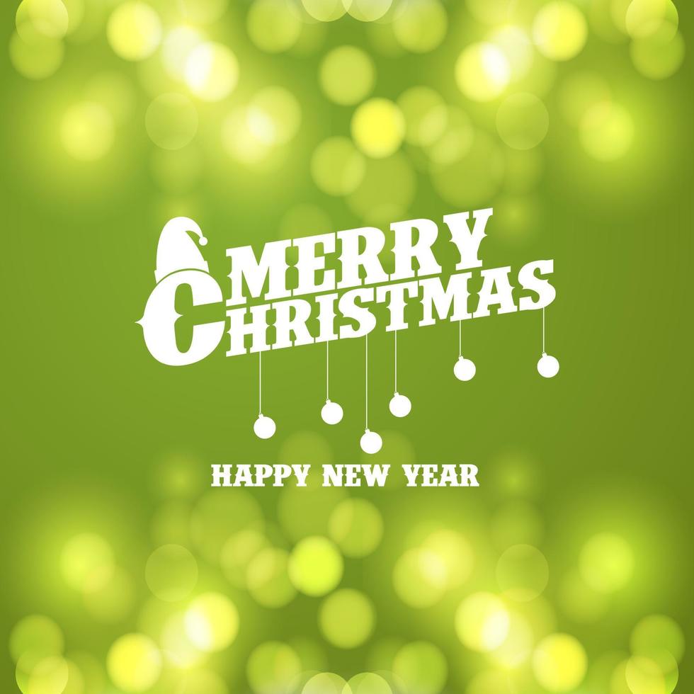 Merry Christmas Green Bokeh background vector