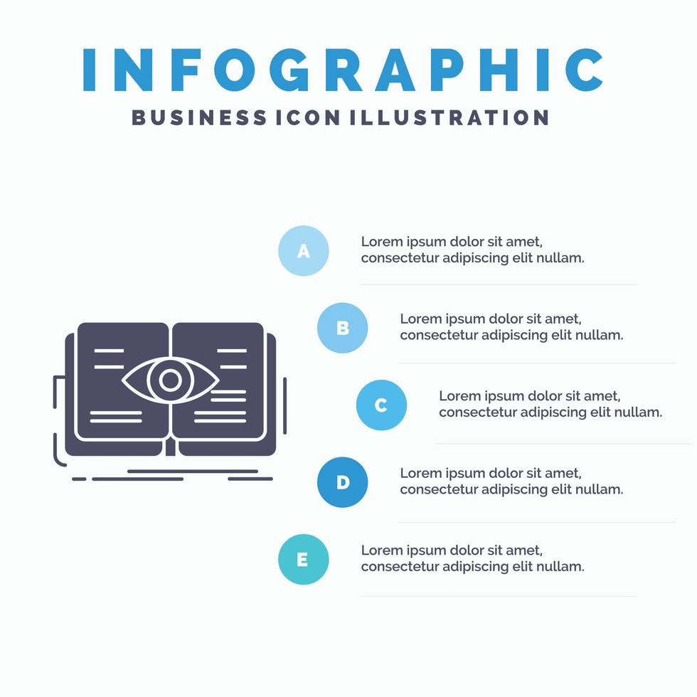 knowledge. book. eye. view. growth Infographics Template for Website and Presentation. GLyph Gray icon with Blue infographic style vector illustration.