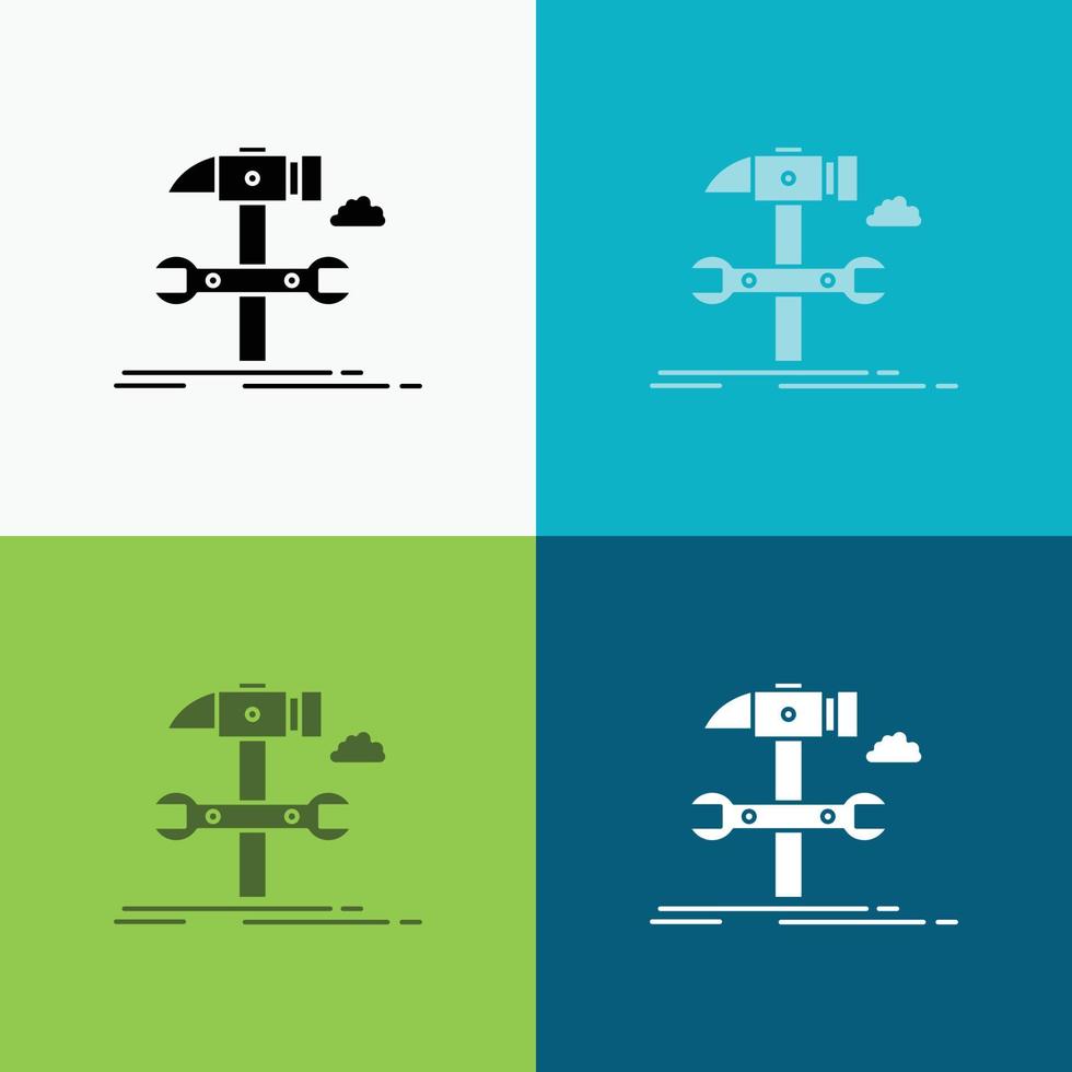 Build. engineering. hammer. repair. service Icon Over Various Background. glyph style design. designed for web and app. Eps 10 vector illustration