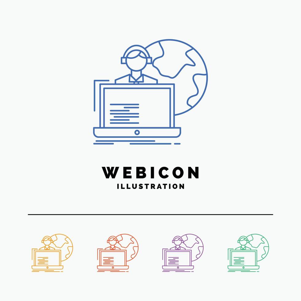 outsource. outsourcing. allocation. human. online 5 Color Line Web Icon Template isolated on white. Vector illustration