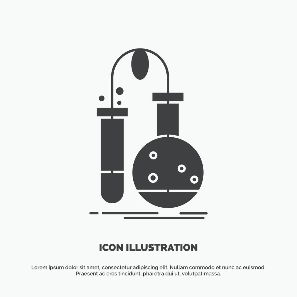 Testing. Chemistry. flask. lab. science Icon. glyph vector gray symbol for UI and UX. website or mobile application