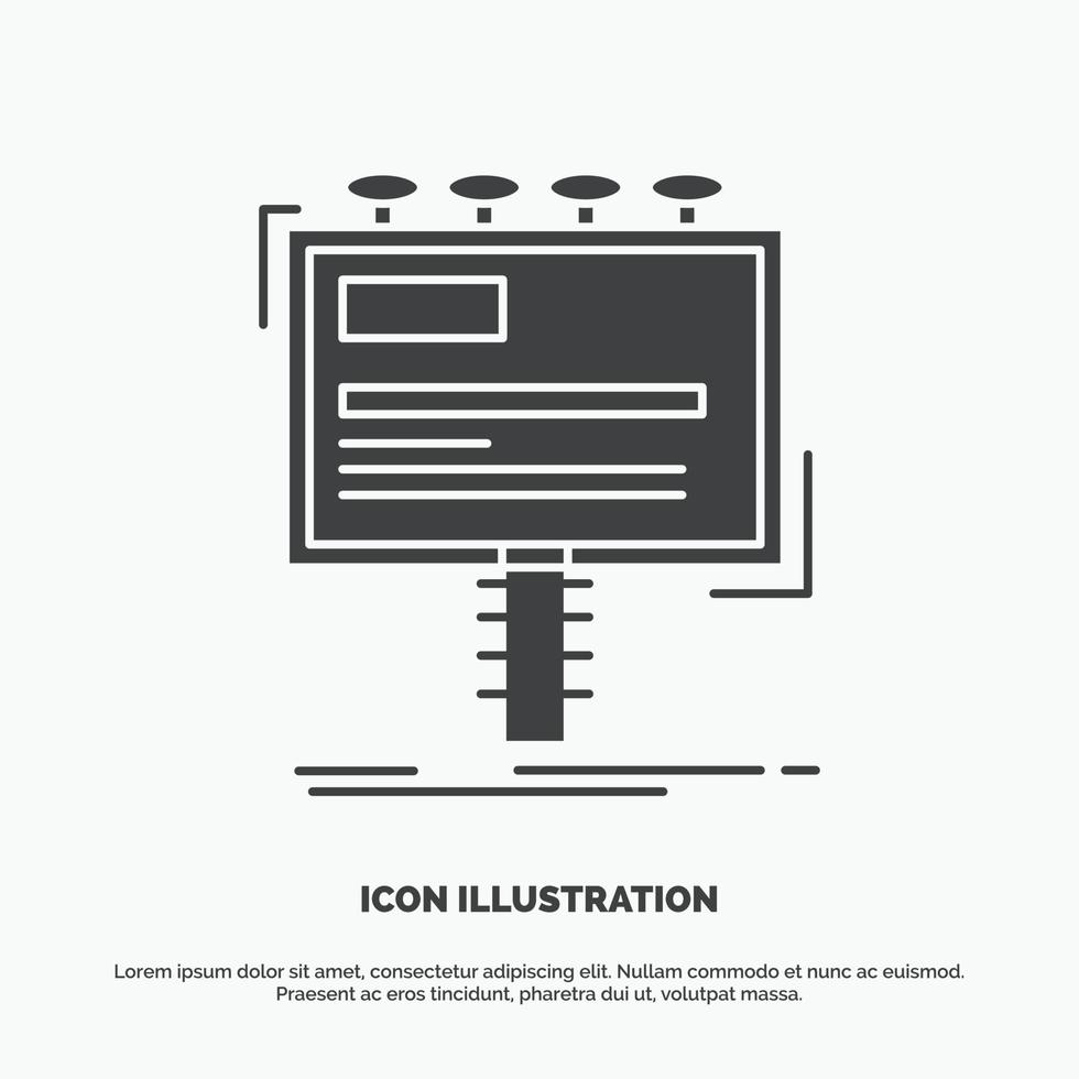 anuncio. anuncio publicitario. publicidad. cartelera. icono de promoción. símbolo gris vectorial de glifo para ui y ux. sitio web o aplicación móvil vector