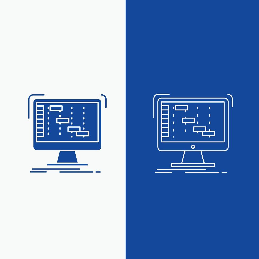 Ableton. application. daw. digital. sequencer Line and Glyph web Button in Blue color Vertical Banner for UI and UX. website or mobile application vector