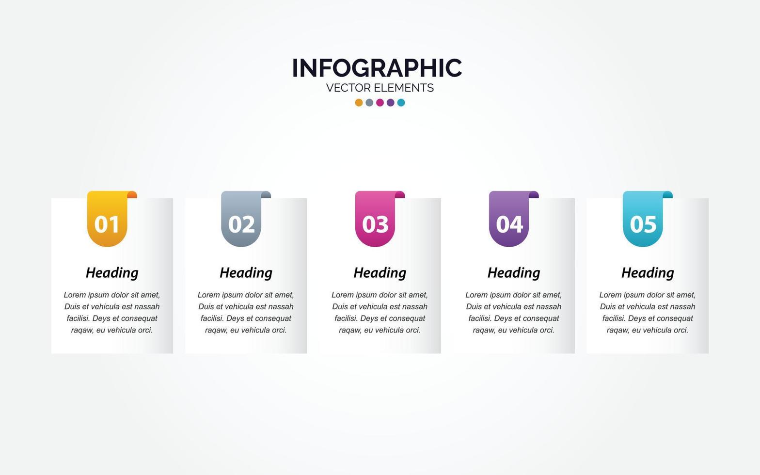 Horizontal Infographic arrow design with 5 options or steps. vector