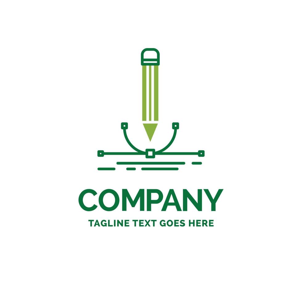 illustration. design. pen. graphic. draw Flat Business Logo template. Creative Green Brand Name Design. vector