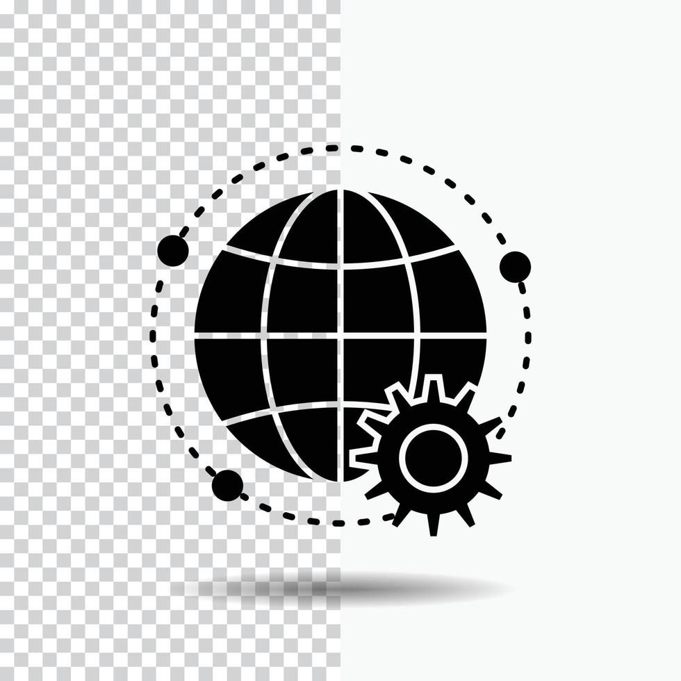 conectado. en línea. mundo. globo. icono de glifo multijugador en fondo transparente. icono negro vector