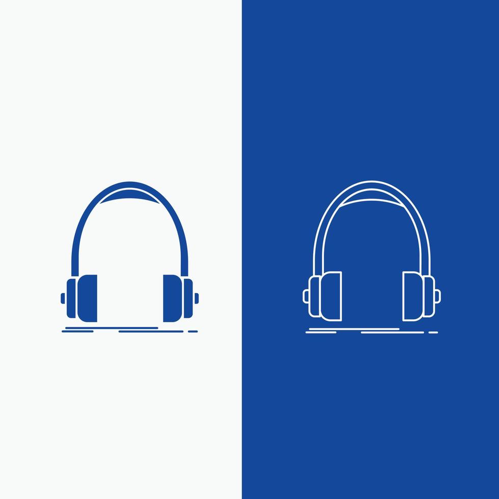 Audio. headphone. headphones. monitor. studio Line and Glyph web Button in Blue color Vertical Banner for UI and UX. website or mobile application vector