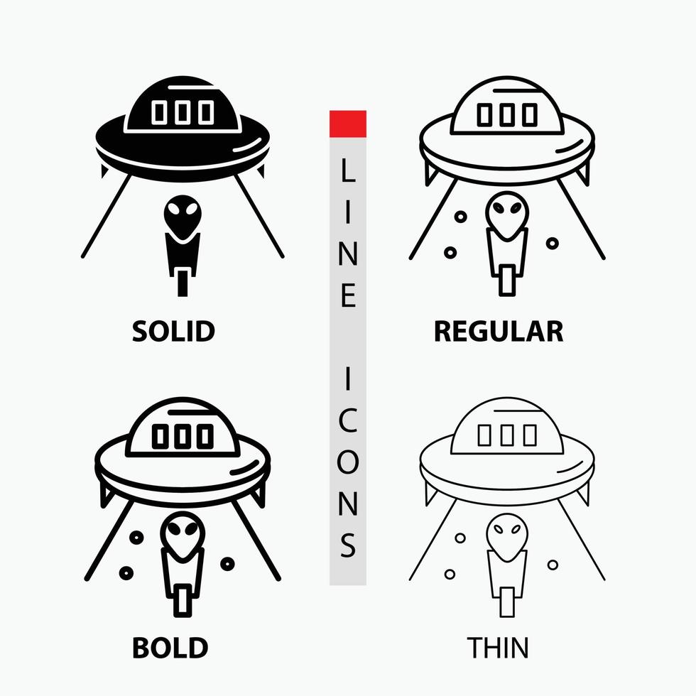 alien. space. ufo. spaceship. mars Icon in Thin. Regular. Bold Line and Glyph Style. Vector illustration