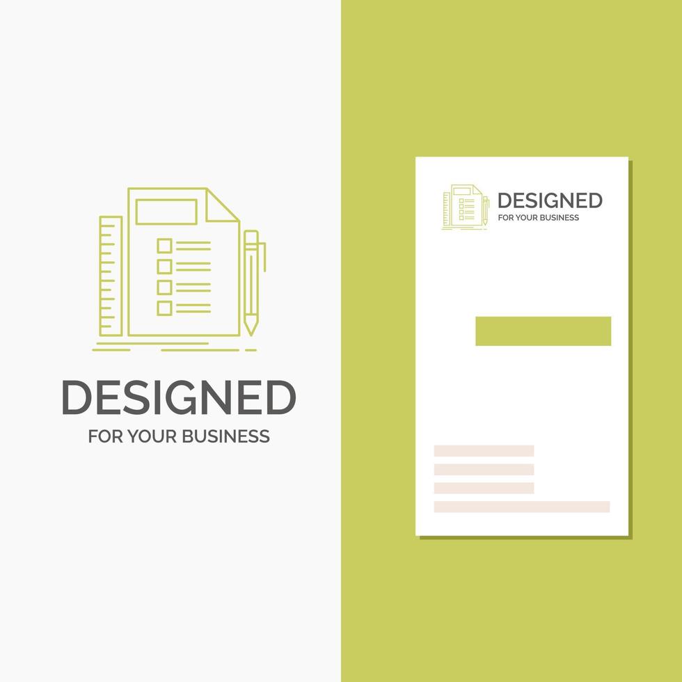 Business Logo for Business. list. plan. planning. task. Vertical Green Business .Visiting Card template. Creative background vector illustration