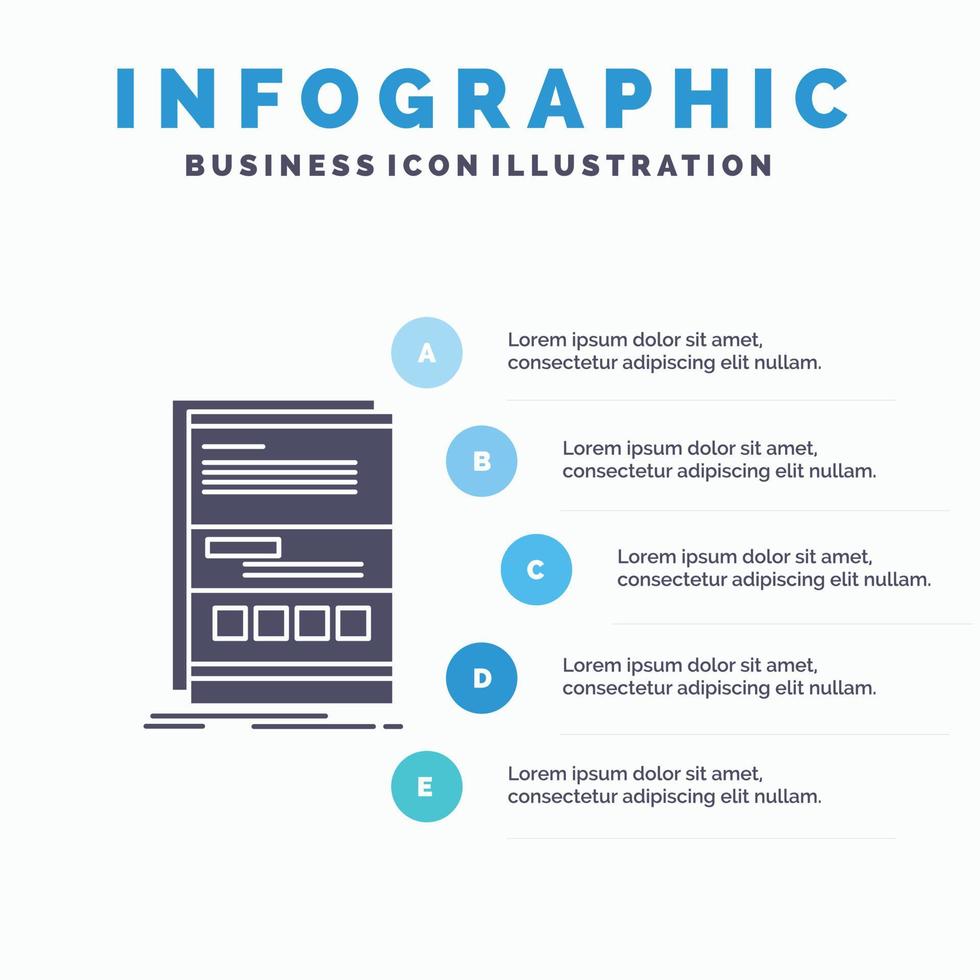 navegador. dinámica. Internet. página. plantilla de infografía receptiva para sitio web y presentación. icono de glifo gris con ilustración de vector de estilo infográfico azul.