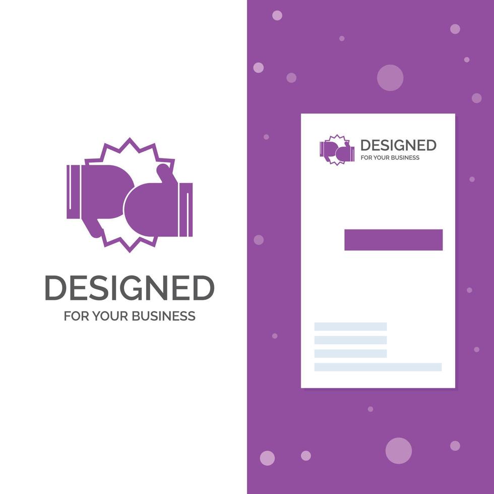Business Logo for Box. boxing. competition. fight. gloves. Vertical Purple Business .Visiting Card template. Creative background vector illustration
