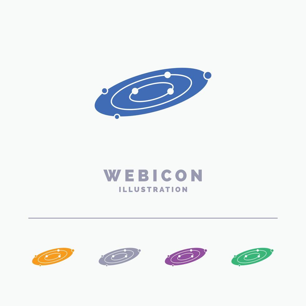 galaxia. astronomía. planetas sistema. plantilla de icono web de glifo de color universo 5 aislada en blanco. ilustración vectorial vector