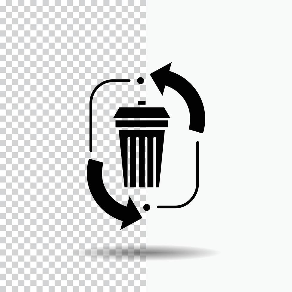 waste. disposal. garbage. management. recycle Glyph Icon on Transparent Background. Black Icon vector