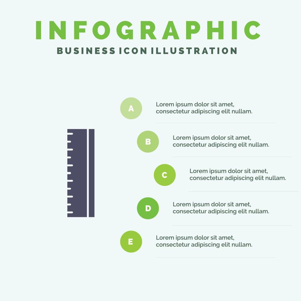 Education Ruler School Solid Icon Infographics 5 Steps Presentation Background vector