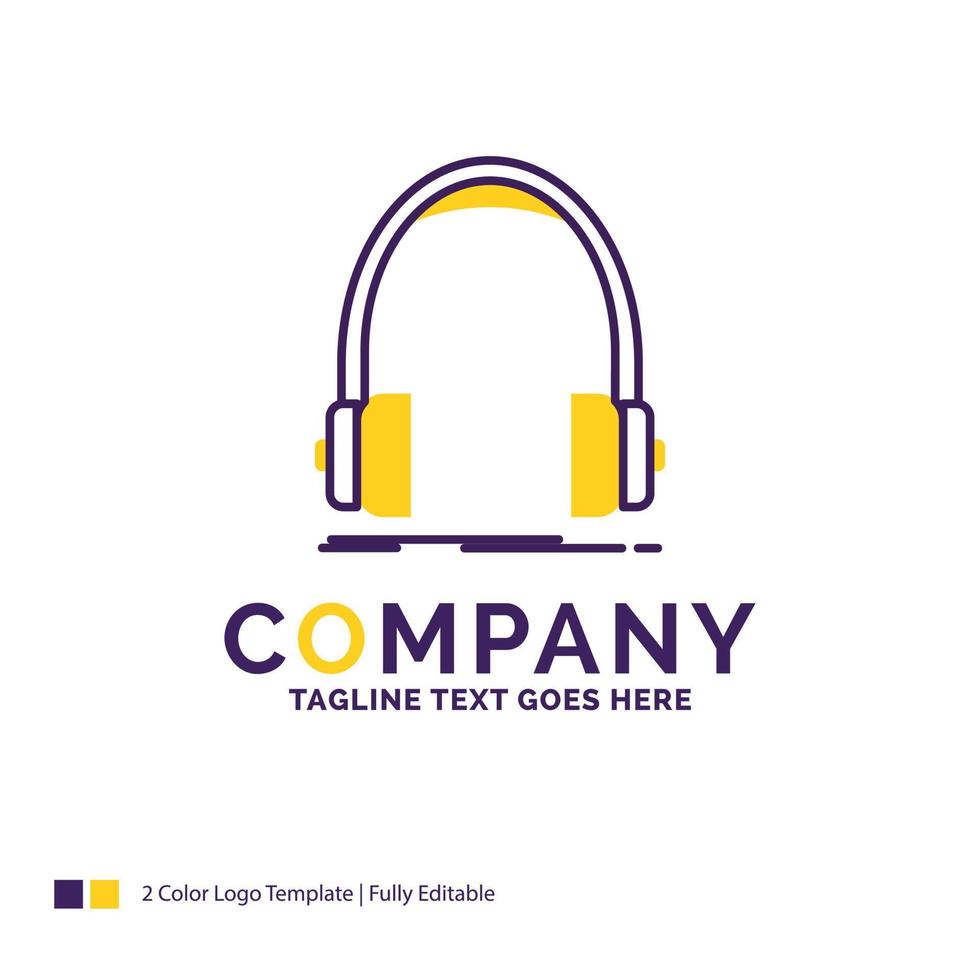 diseño del logotipo del nombre de la empresa para audio. auricular. auriculares. monitor. estudio. diseño de marca púrpura y amarillo con lugar para eslogan. plantilla de logotipo creativo para pequeñas y grandes empresas. vector