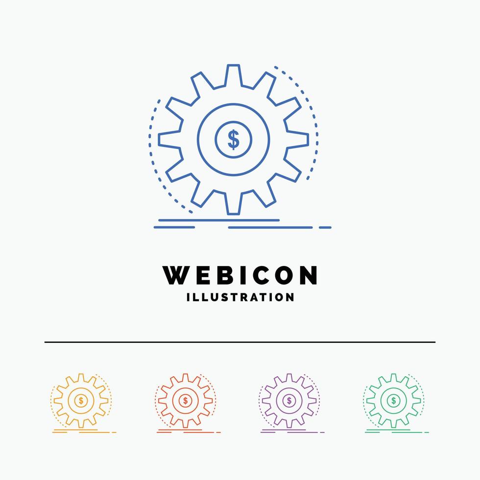 Finance. flow. income. making. money 5 Color Line Web Icon Template isolated on white. Vector illustration