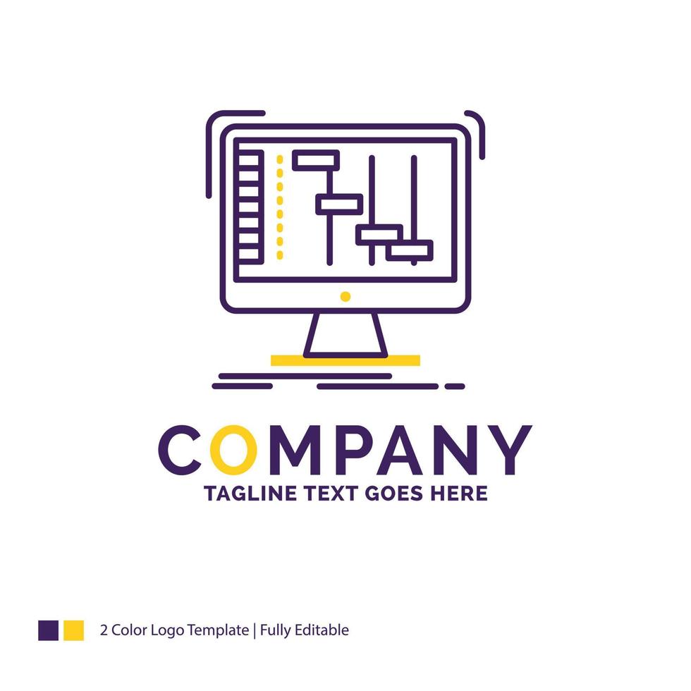 Company Name Logo Design For Ableton. application. daw. digital. sequencer. Purple and yellow Brand Name Design with place for Tagline. Creative Logo template for Small and Large Business. vector