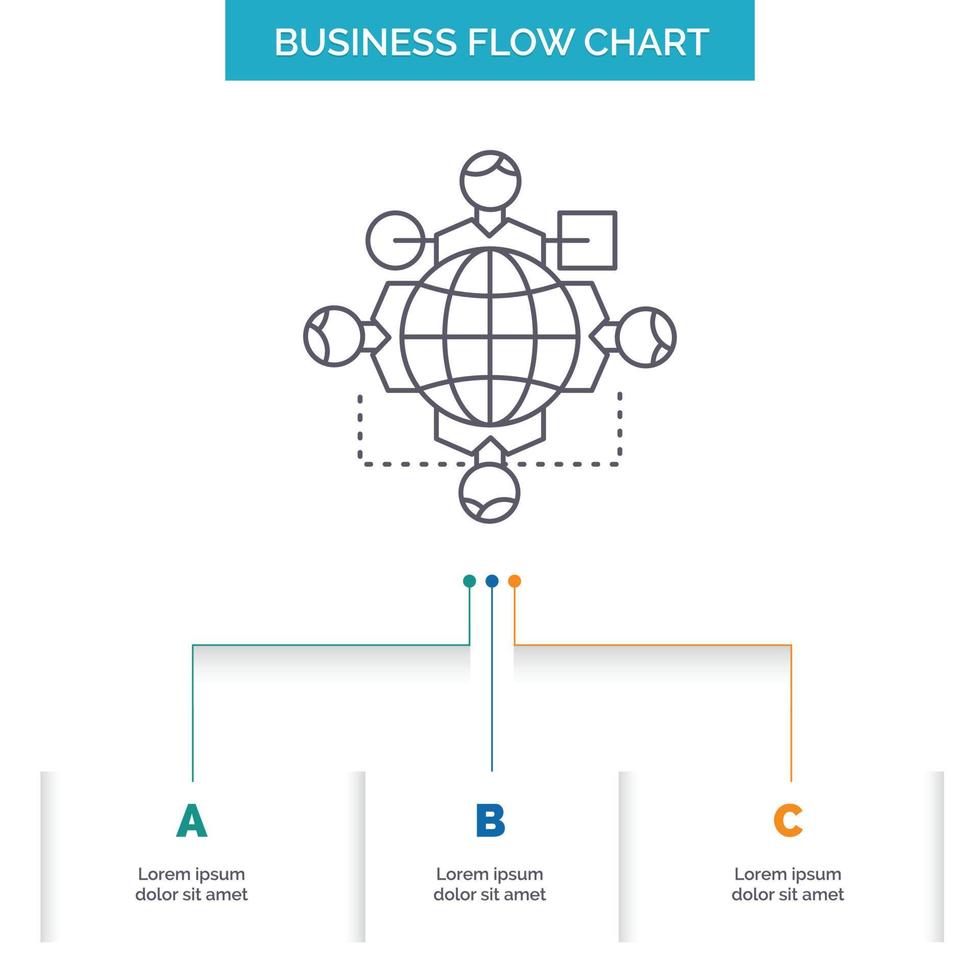 Function. instruction. logic. operation. meeting Business Flow Chart Design with 3 Steps. Line Icon For Presentation Background Template Place for text vector
