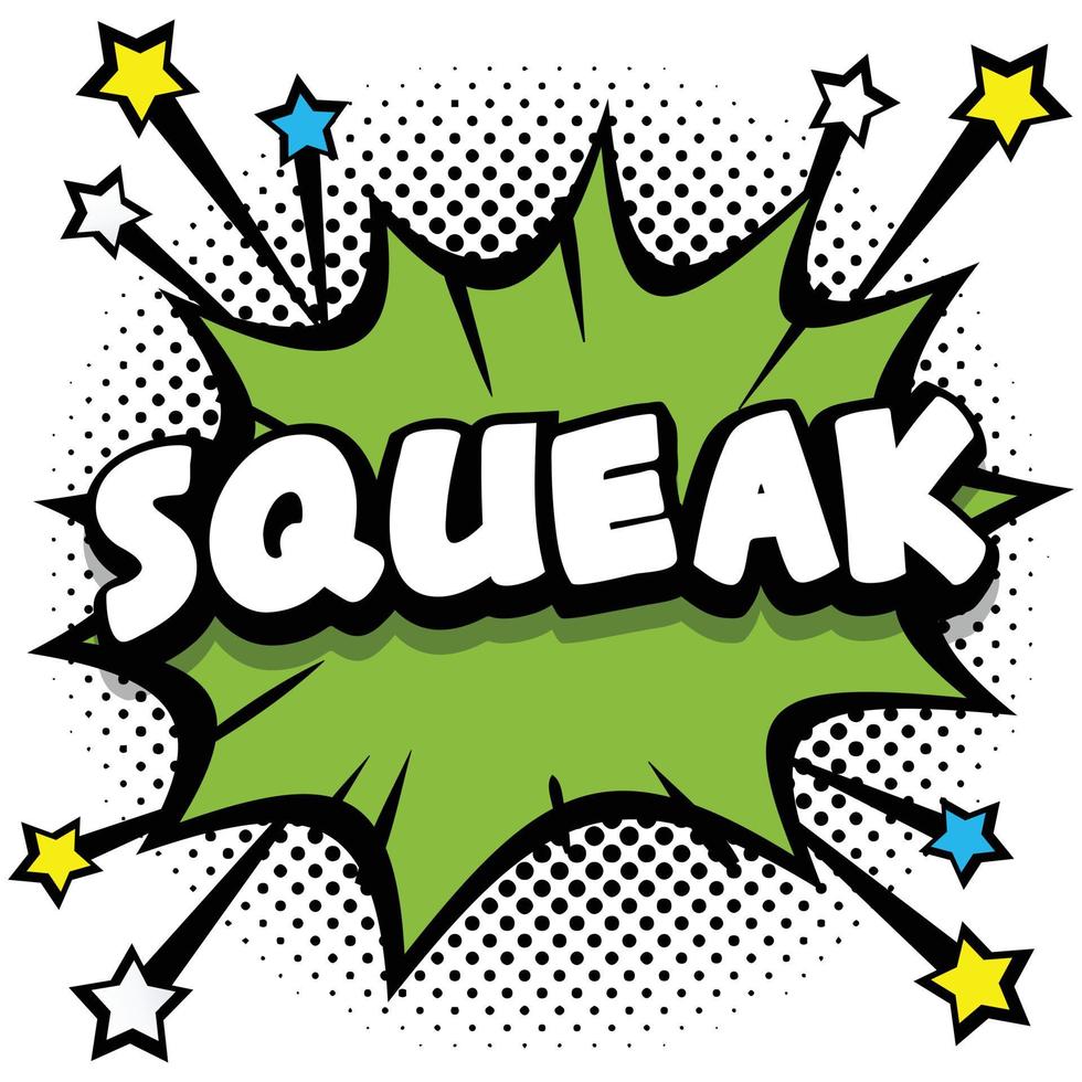 squeak Pop art comic speech bubbles book sound effects vector