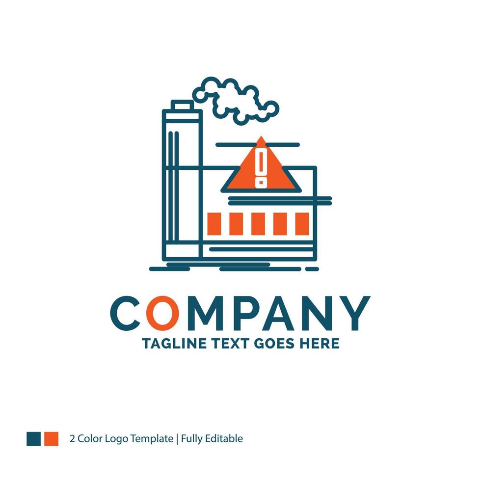 pollution. Factory. Air. Alert. industry Logo Design. Blue and Orange Brand Name Design. Place for Tagline. Business Logo template. vector