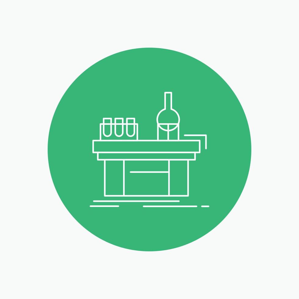 Biology. chemistry. lab. laboratory. production White Line Icon in Circle background. vector icon illustration
