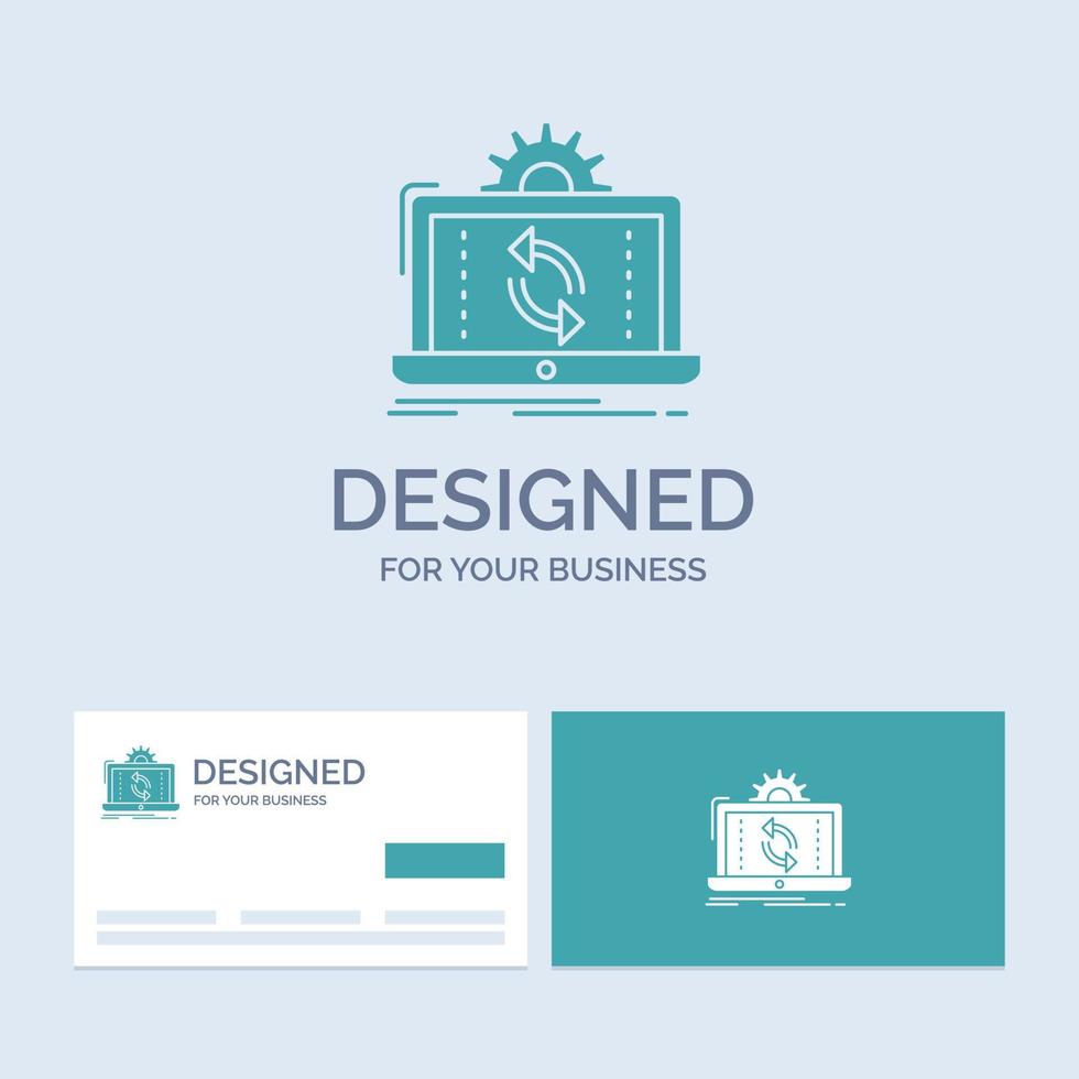 data. processing. Analysis. reporting. sync Business Logo Glyph Icon Symbol for your business. Turquoise Business Cards with Brand logo template. vector