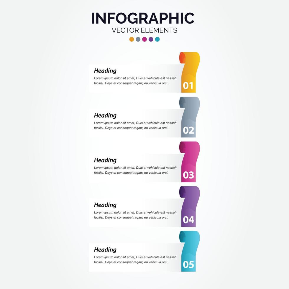 línea de tiempo 5 opciones infografía vertical para presentaciones flujo de trabajo diagrama de proceso informe de diagrama de flujo vector