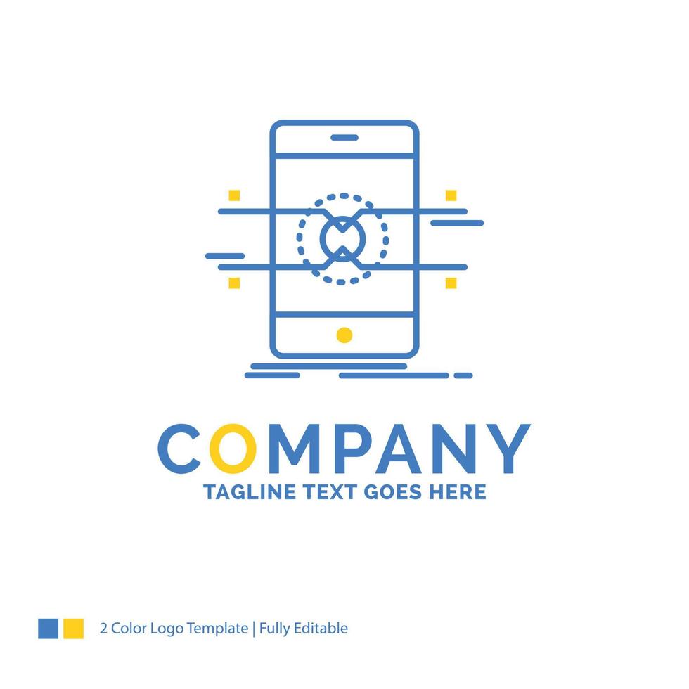 Api. interface. mobile. phone. smartphone Blue Yellow Business Logo template. Creative Design Template Place for Tagline. vector