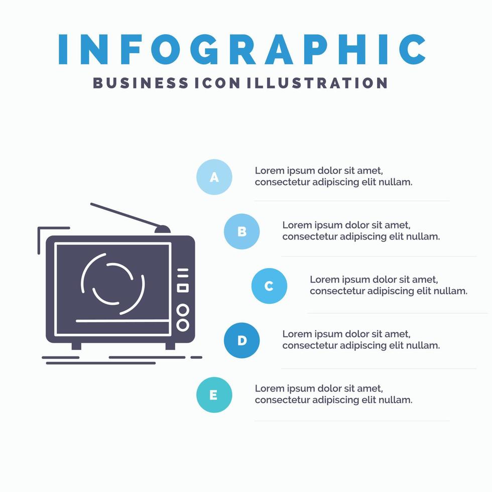 tv. ad. advertising. television. set Infographics Template for Website and Presentation. GLyph Gray icon with Blue infographic style vector illustration.