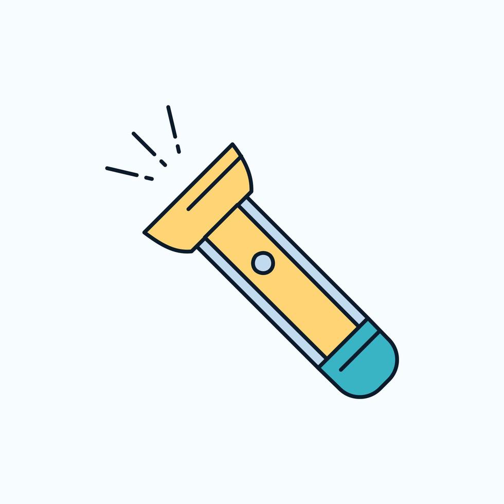 torch. light. flash. camping. hiking Flat Icon. green and Yellow sign and symbols for website and Mobile appliation. vector illustration