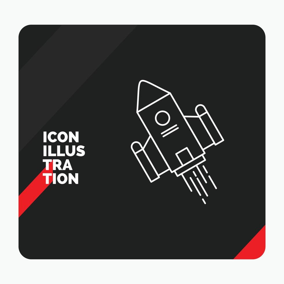 Red and Black Creative presentation Background for space craft. shuttle. space. rocket. launch Line Icon vector