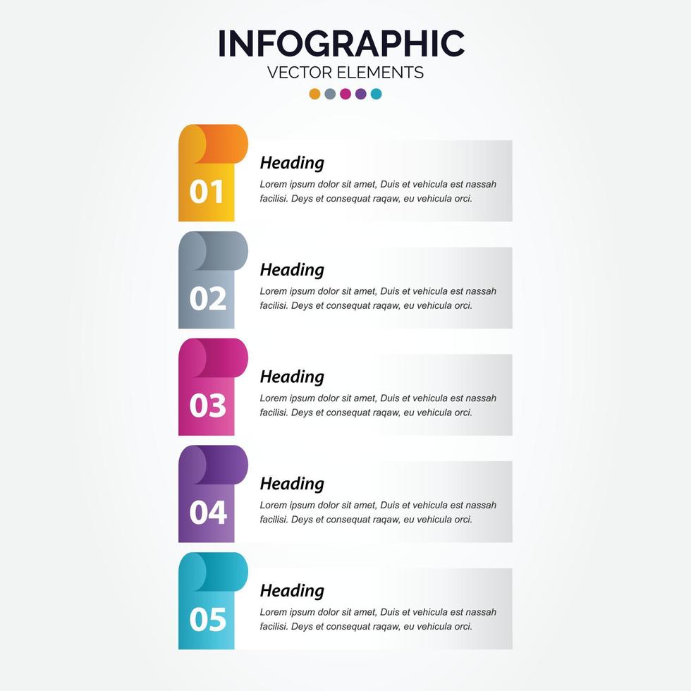 números de plantilla de infografía vertical de negocios 5 opciones o pasos vector