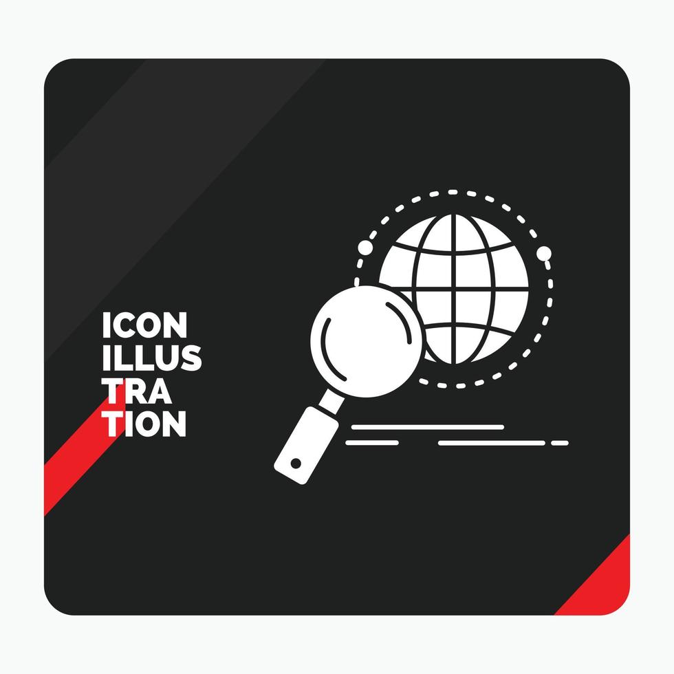 Red and Black Creative presentation Background for global. globe. magnifier. research. world Glyph Icon vector