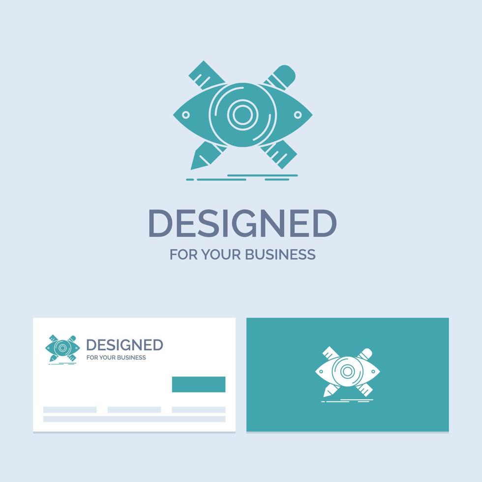 design. designer. illustration. sketch. tools Business Logo Glyph Icon Symbol for your business. Turquoise Business Cards with Brand logo template. vector