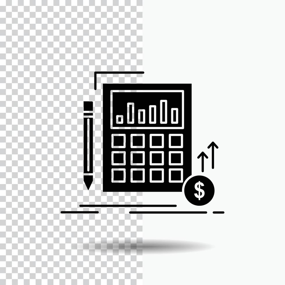 Calculation. data. financial. investment. market Glyph Icon on Transparent Background. Black Icon vector