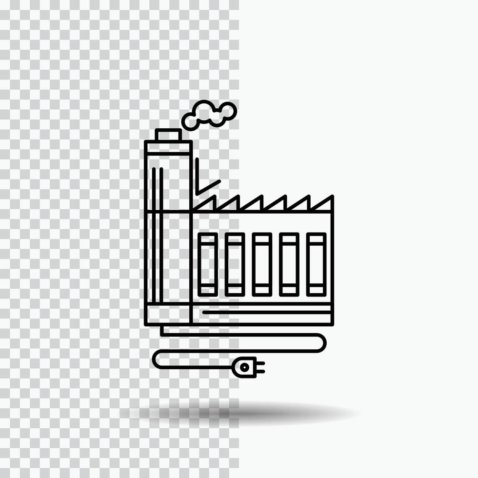 Consumption. resource. energy. factory. manufacturing Line Icon on Transparent Background. Black Icon Vector Illustration
