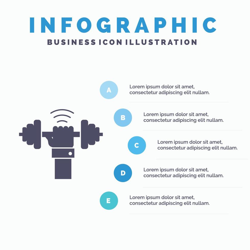 pesa. ganar. levantamiento. energía. plantilla de infografía deportiva para sitio web y presentación. icono de glifo gris con ilustración de vector de estilo infográfico azul.