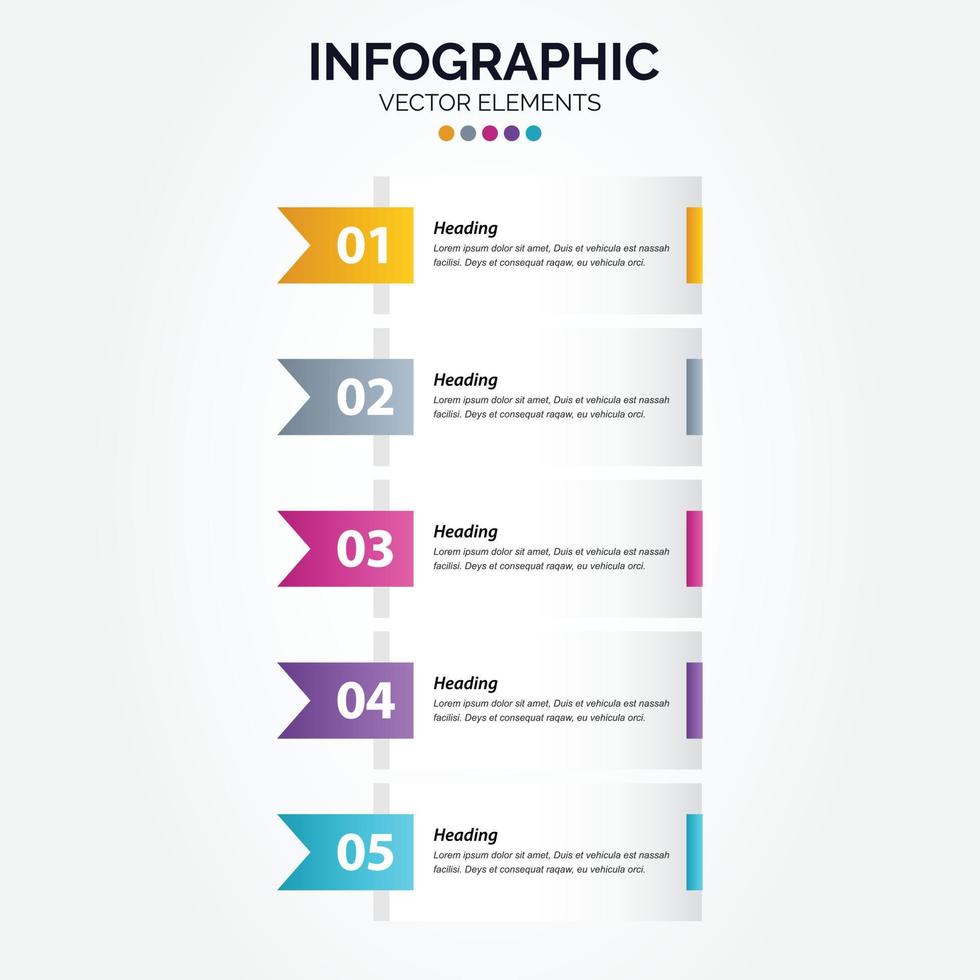 5 Step useful banners for Vertical Infographic vector