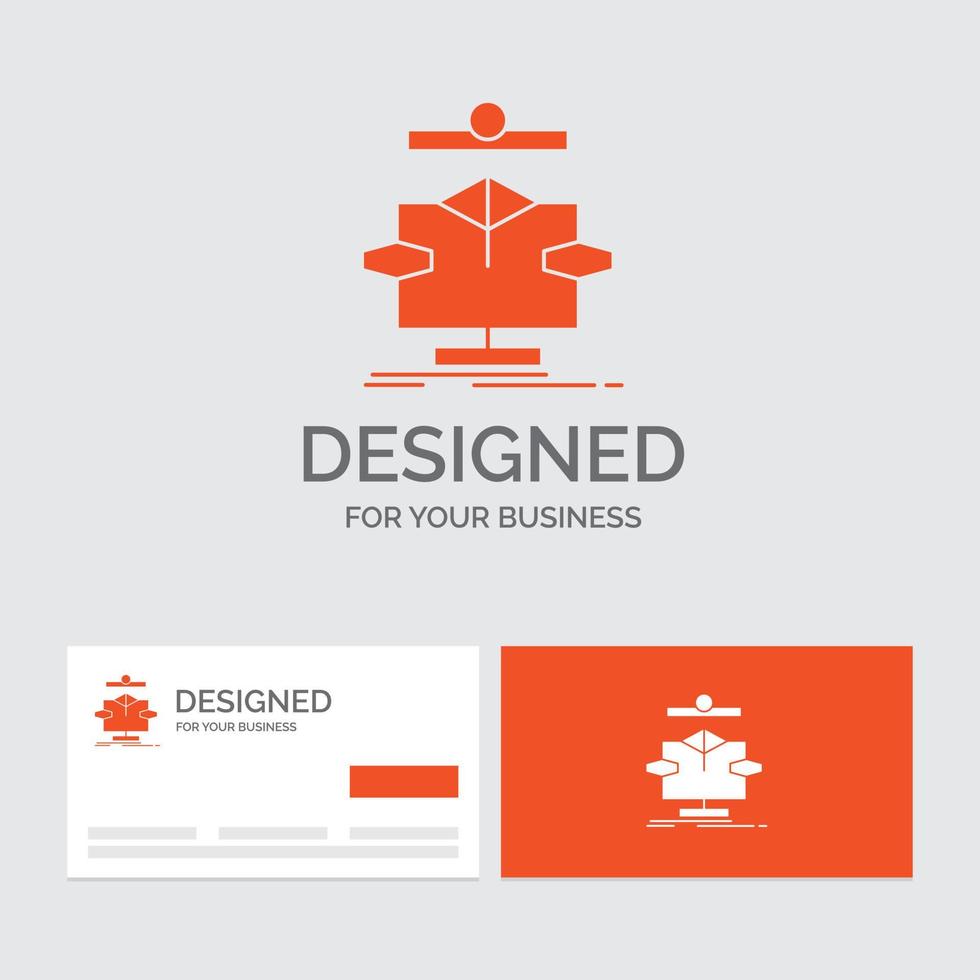 Business logo template for Algorithm. chart. data. diagram. flow. Orange Visiting Cards with Brand logo template. vector