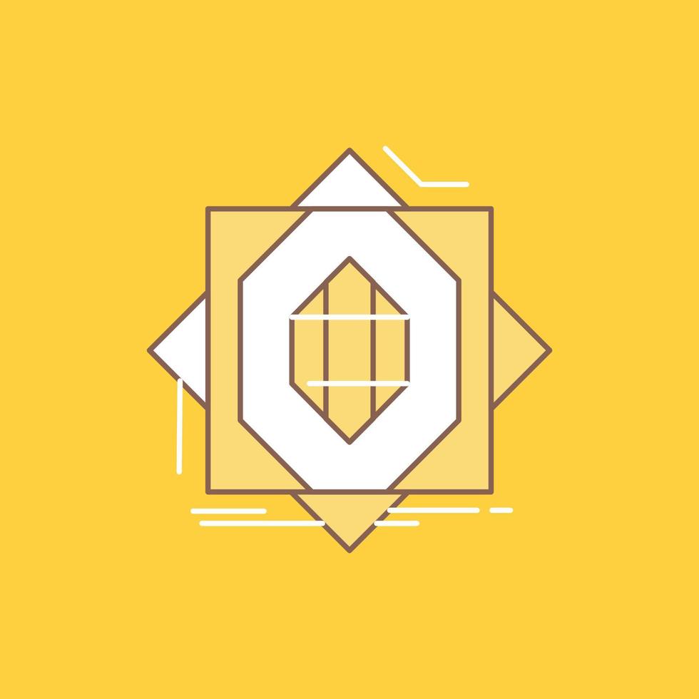 Abstract. core. fabrication. formation. forming Flat Line Filled Icon. Beautiful Logo button over yellow background for UI and UX. website or mobile application vector