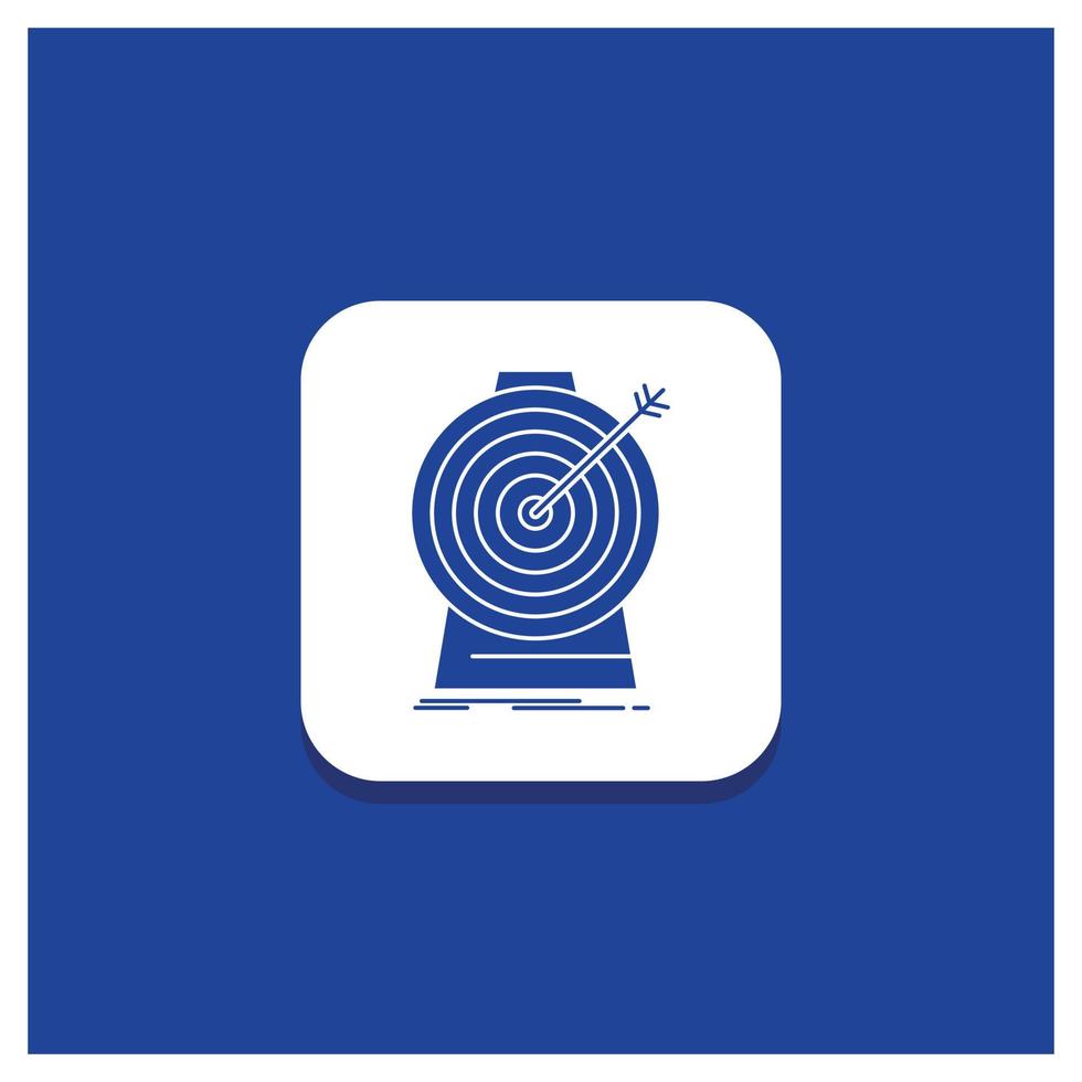 Blue Round Button for Aim. focus. goal. target. targeting Glyph icon vector