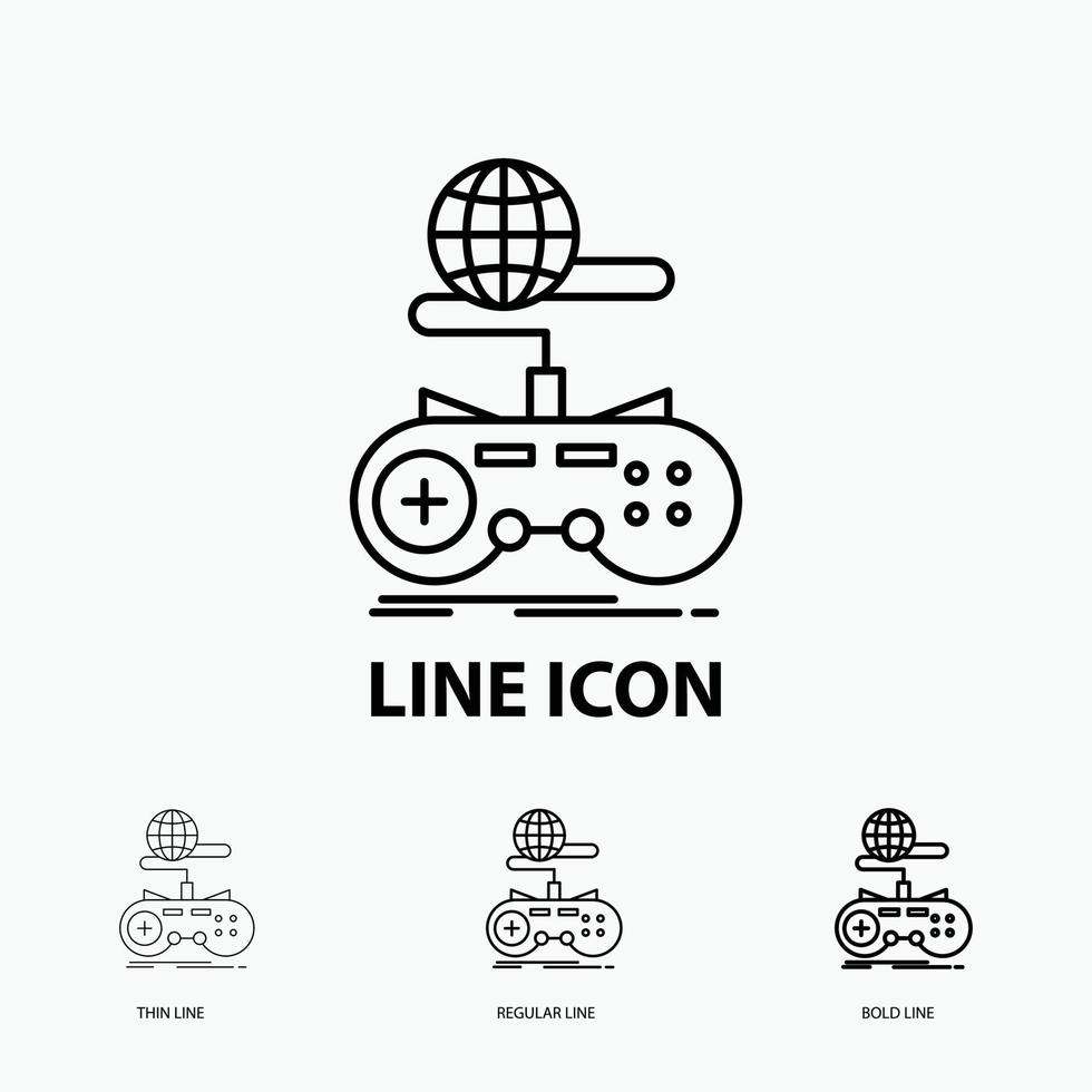 Game. gaming. internet. multiplayer. online Icon in Thin. Regular and Bold Line Style. Vector illustration