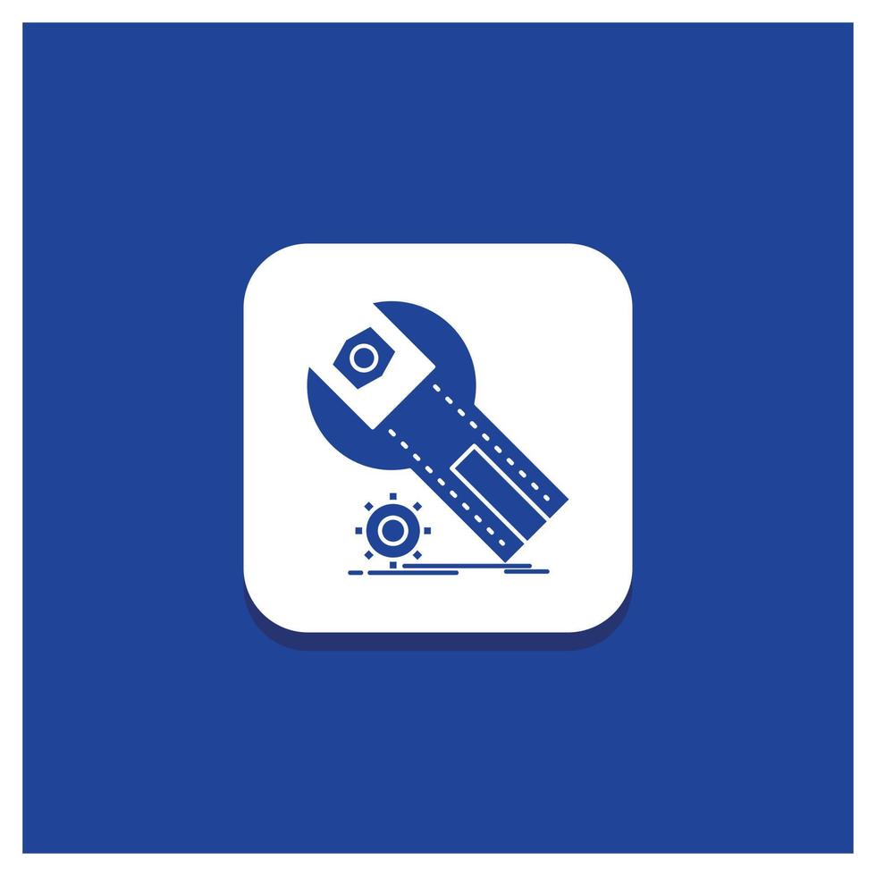 Blue Round Button for settings. App. installation. maintenance. service Glyph icon vector