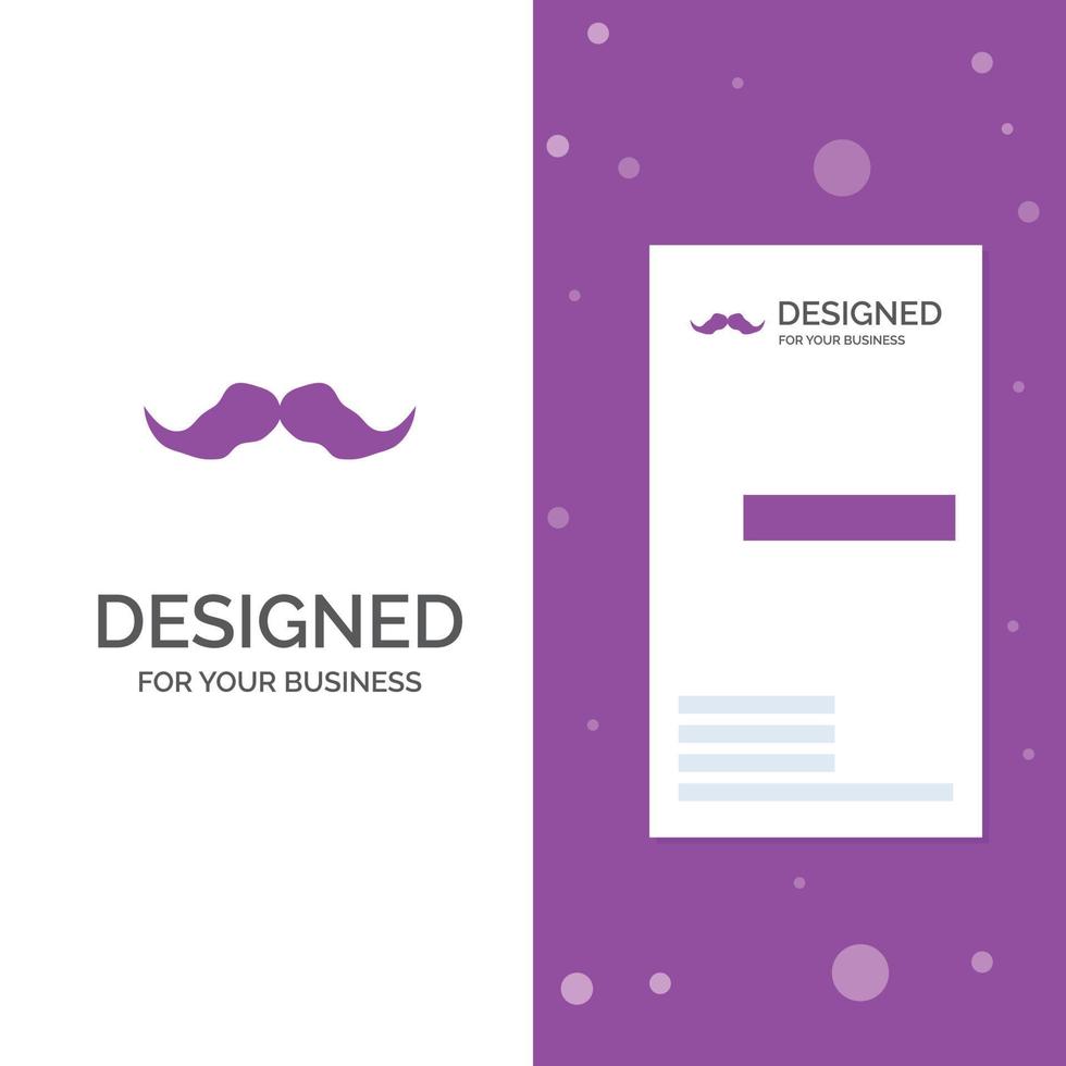 Business Logo for moustache. Hipster. movember. male. men. Vertical Purple Business .Visiting Card template. Creative background vector illustration