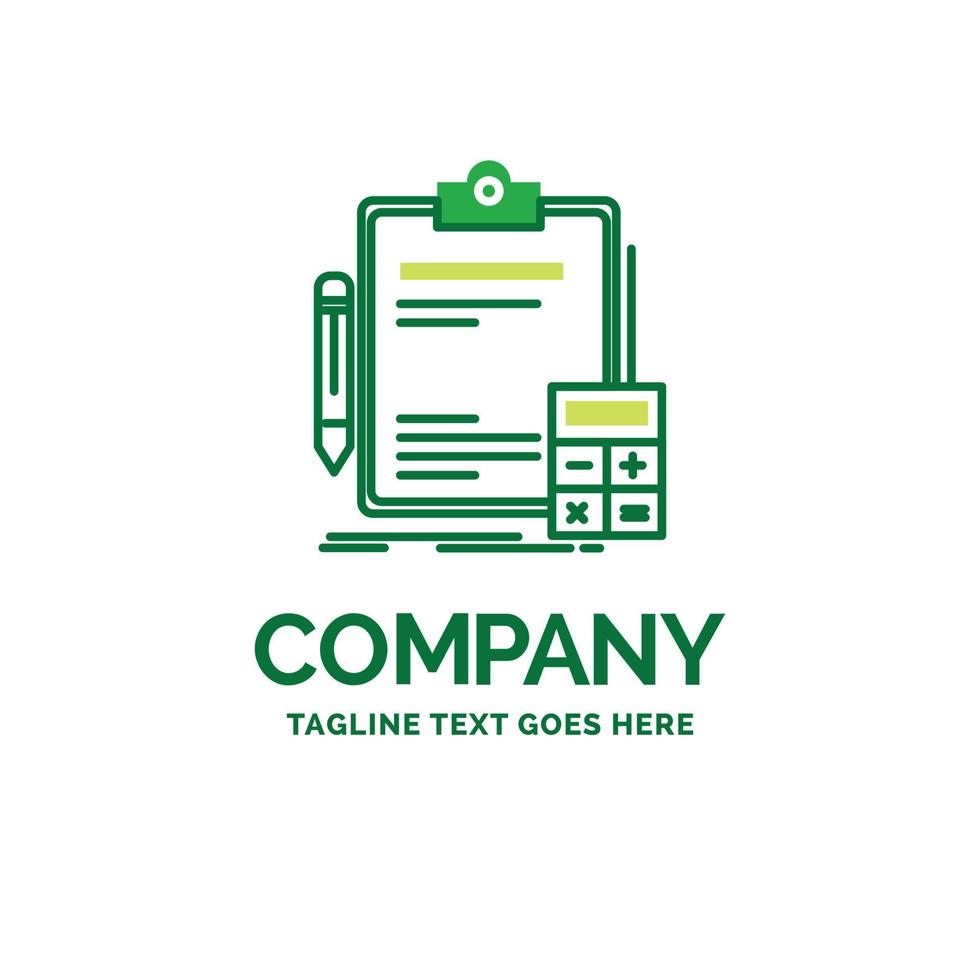 Accounting. banking. calculator. finance. Audit Flat Business Logo template. Creative Green Brand Name Design. vector