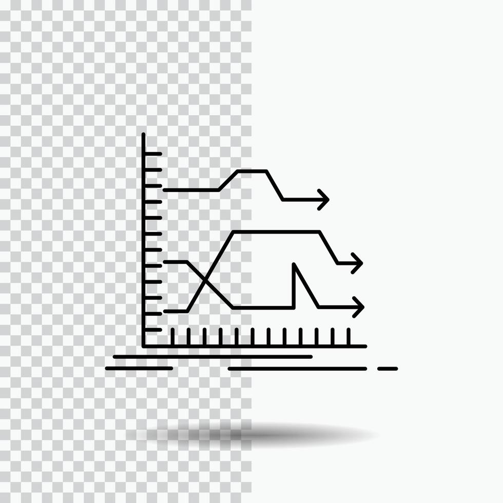 Arrows. forward. graph. market. prediction Line Icon on Transparent Background. Black Icon Vector Illustration